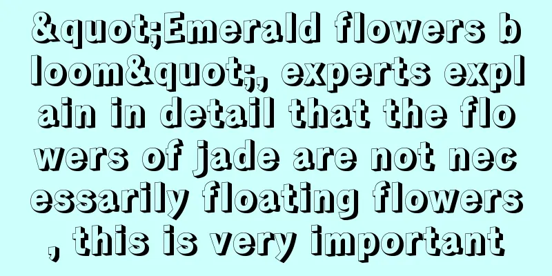 "Emerald flowers bloom", experts explain in detail that the flowers of jade are not necessarily floating flowers, this is very important